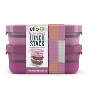 Lunch Bento Stack Plastic Food Storage Container. Set of 2