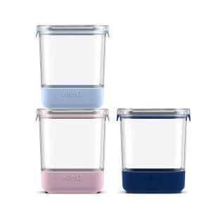 Plastic Food Storage Canisters with Airtight Lids. Set of 3